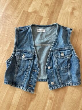 Zara Blue Washed Cropped Denim Vest
